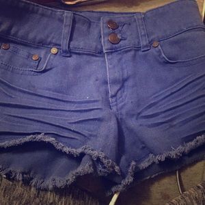 A pair of blue shorts